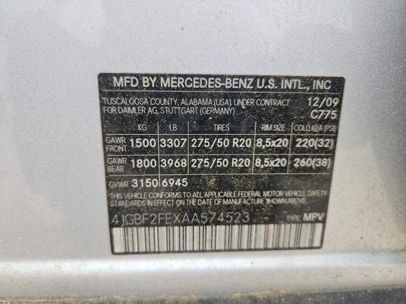 2010 Mercedes-benz Gl მანქანა იყიდება აუქციონზე, vin: 4JGBF2FEXAA574523, აუქციონის ნომერი: 62982056