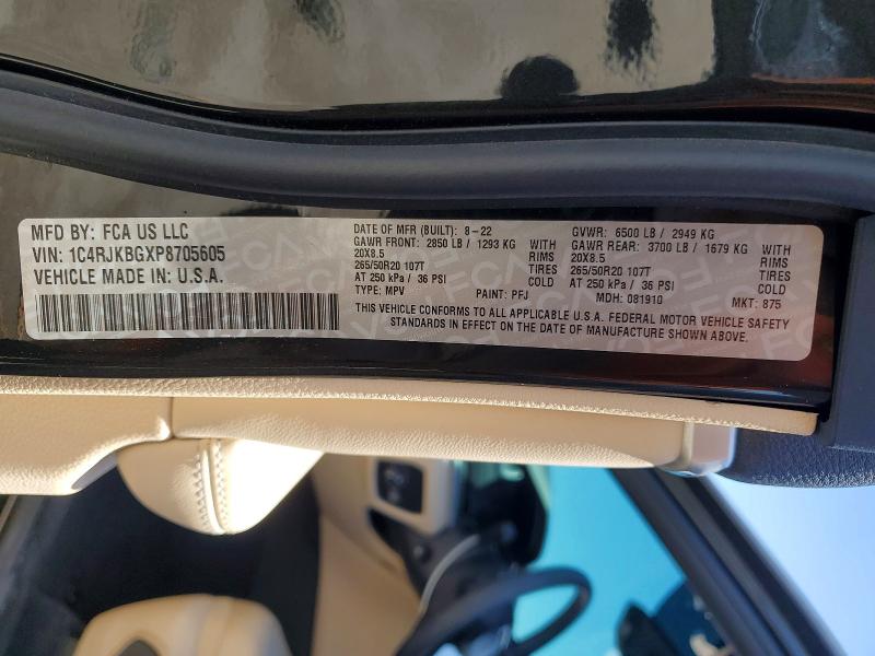 Aukcja sprzedaży 2023 Jeep Grand Cherokee, vin: 1C4RJKBGXP8705605, numer aukcji: 59629236