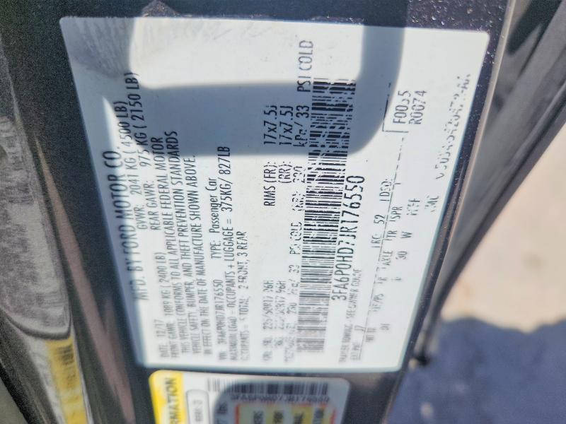 2018 Ford Fusion მანქანა იყიდება აუქციონზე, vin: 3FA6P0HD7JR176550, აუქციონის ნომერი: 62876936