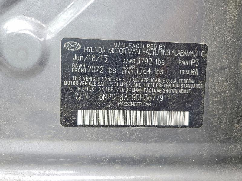 Продаж на аукціоні авто 2013 Hyundai Elantra, vin: 5NPDH4AE9DH367791, номер лоту: 59835266