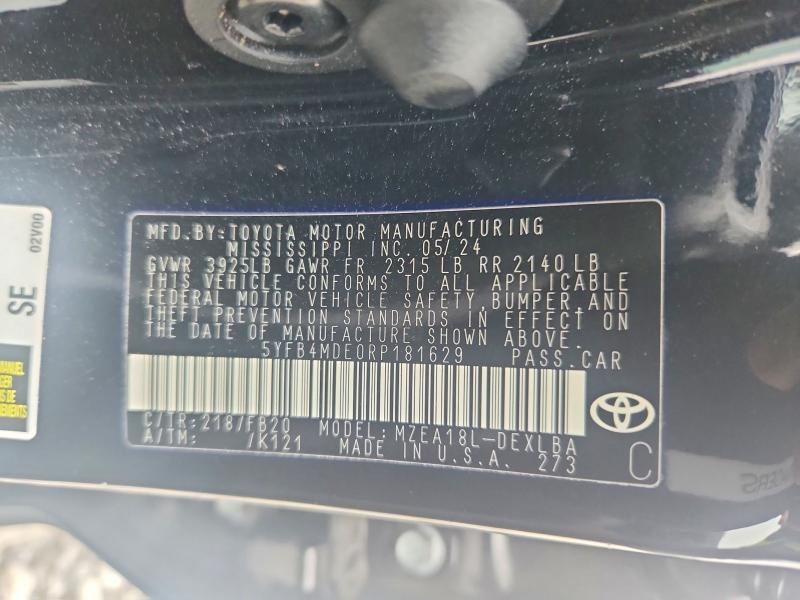 Продажа на аукционе авто 2024 Toyota Corolla, vin: 5YFB4MDE0RP181629, номер лота: 61108786