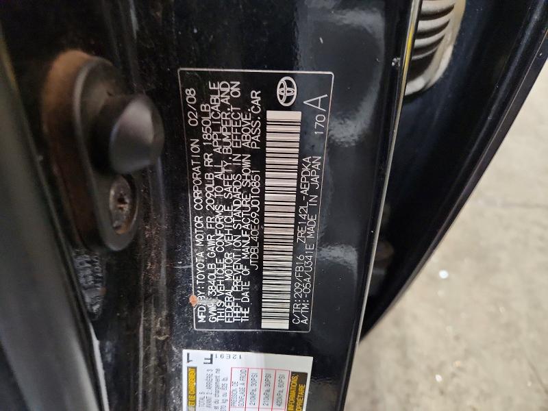 59008566 :رقم المزاد ، JTDBL40E69J010851 vin ، 2009 Toyota Corolla مزاد بيع