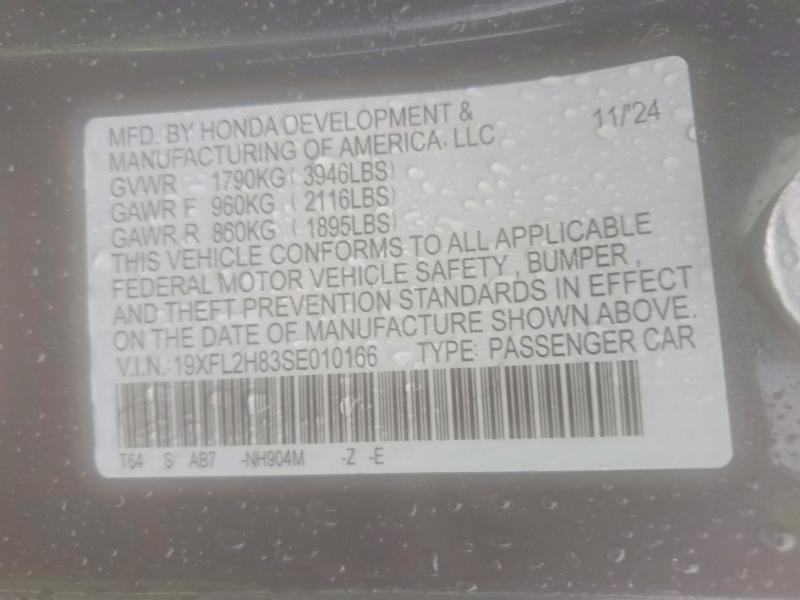62667556 :رقم المزاد ، 19XFL2H83SE010166 vin ، 2025 Honda Civic مزاد بيع