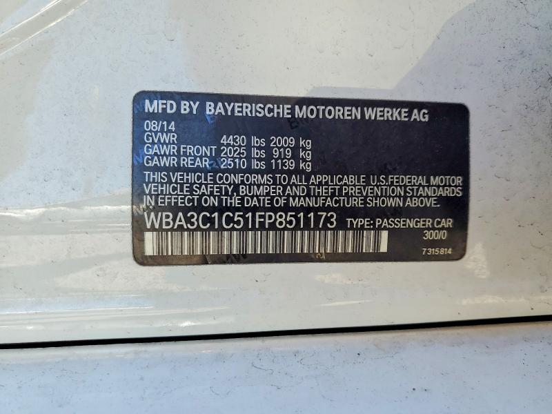 62345776 :رقم المزاد ، WBA3C1C51FP851173 vin ، 2015 Bmw 328 مزاد بيع