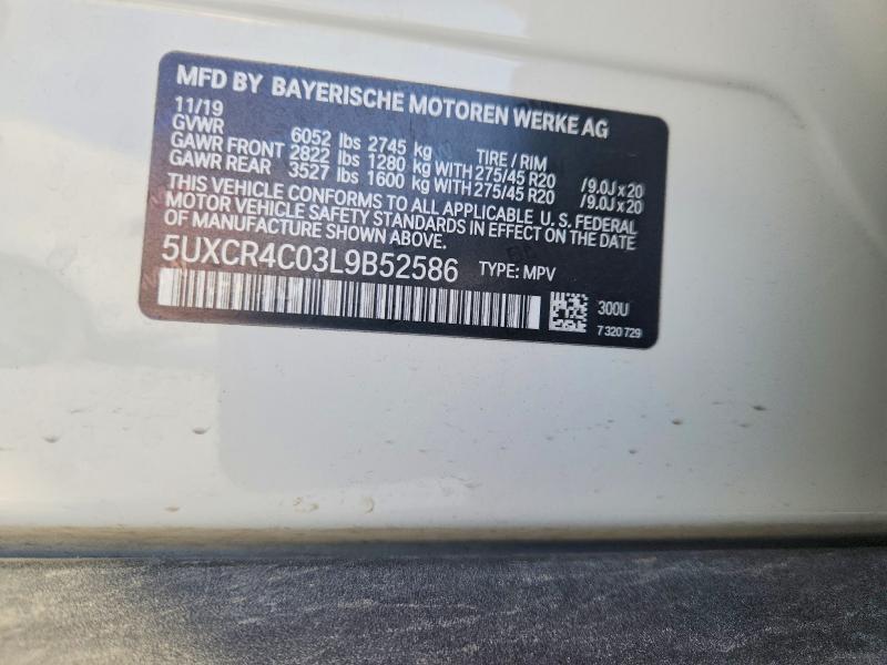 62315166 :رقم المزاد ، 5UXCR4C03L9B52586 vin ، 2020 Bmw X5 مزاد بيع