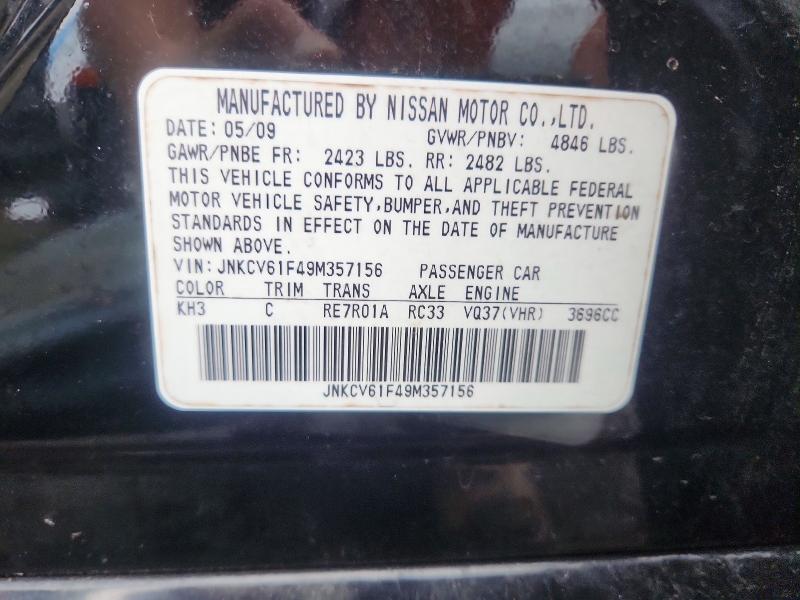 61635426 :رقم المزاد ، JNKCV61F49M357156 vin ، 2009 Infiniti G37 Sedan مزاد بيع