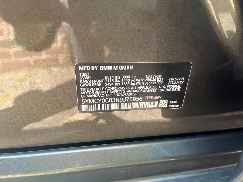 Aukcja sprzedaży 2022 Bmw X6, vin: 5YMCY0C03N9J76956, numer aukcji: 62443606