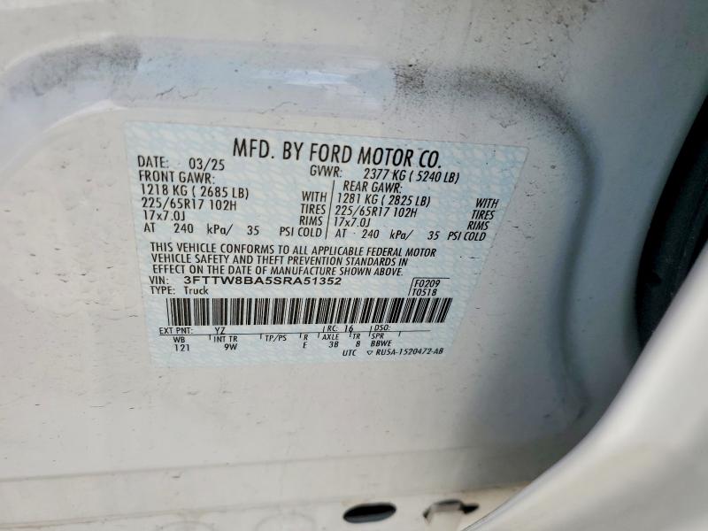 Продаж на аукціоні авто 2025 Ford Maverick, vin: 3FTTW8BA5SRA51352, номер лоту: 59131566