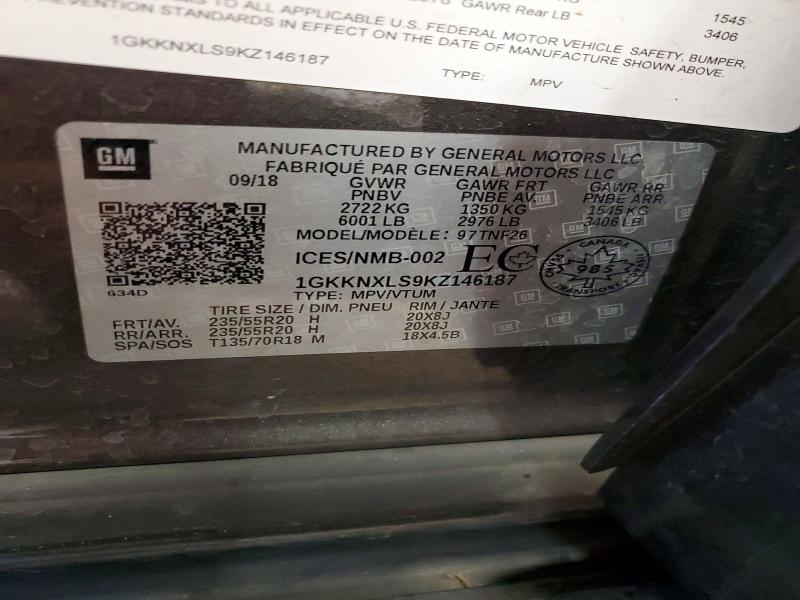 Aukcja sprzedaży 2019 Gmc Acadia, vin: 1GKKNXLS9KZ146187, numer aukcji: 62772866