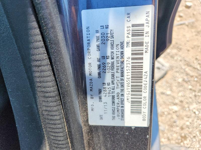 2014 Mazda 6 მანქანა იყიდება აუქციონზე, vin: JM1GJ1V65E1157376, აუქციონის ნომერი: 60787966