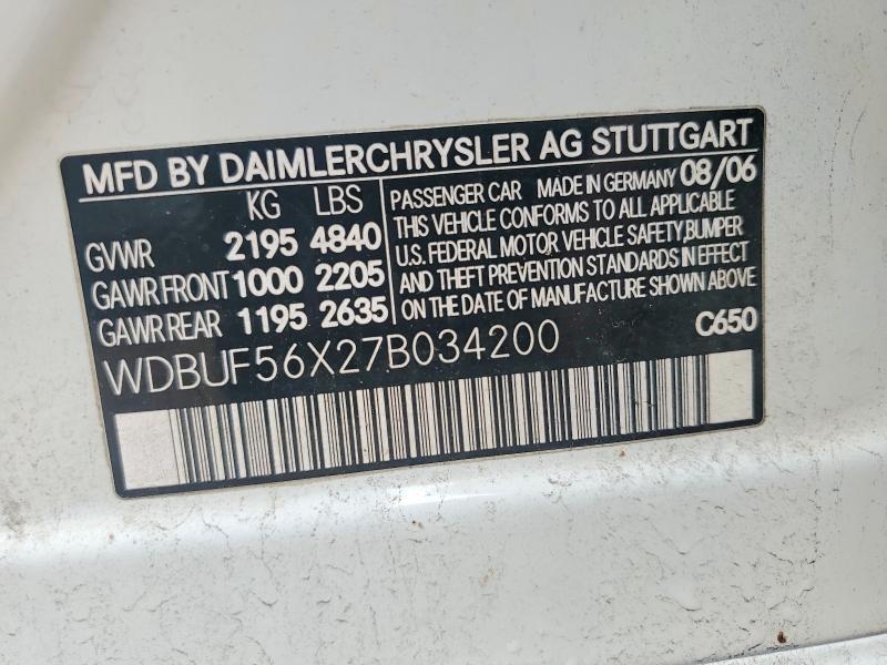 60684216 :رقم المزاد ، WDBUF56X27B034200 vin ، 2007 Mercedes-benz E مزاد بيع