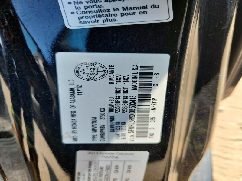 61127606 :رقم المزاد ، 5FNRL5H9XDB503413 vin ، 2013 Honda Odyssey مزاد بيع