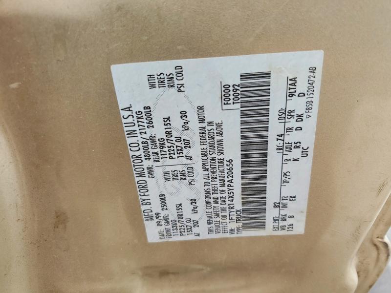 61888476 :رقم المزاد ، 1FTYR14X5YPA20656 vin ، 2000 Ford Ranger مزاد بيع