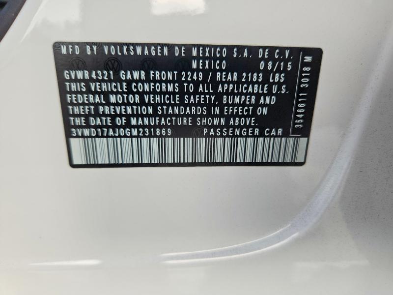 Aukcja sprzedaży 2016 Volkswagen Jetta, vin: 3VWD17AJ0GM231869, numer aukcji: 60279946