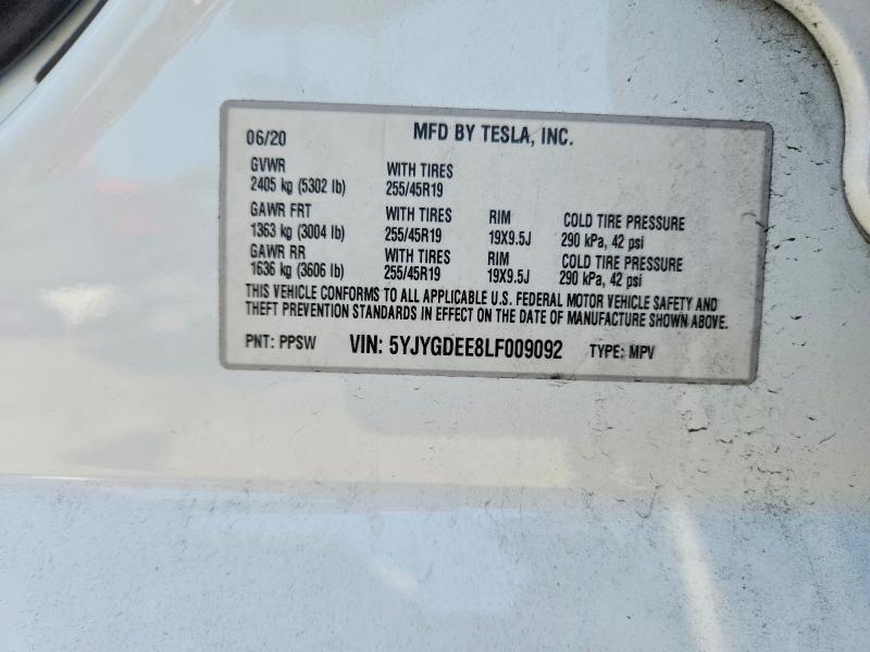 Продаж на аукціоні авто 2020 Tesla Model Y, vin: 5YJYGDEE8LF009092, номер лоту: 61433886