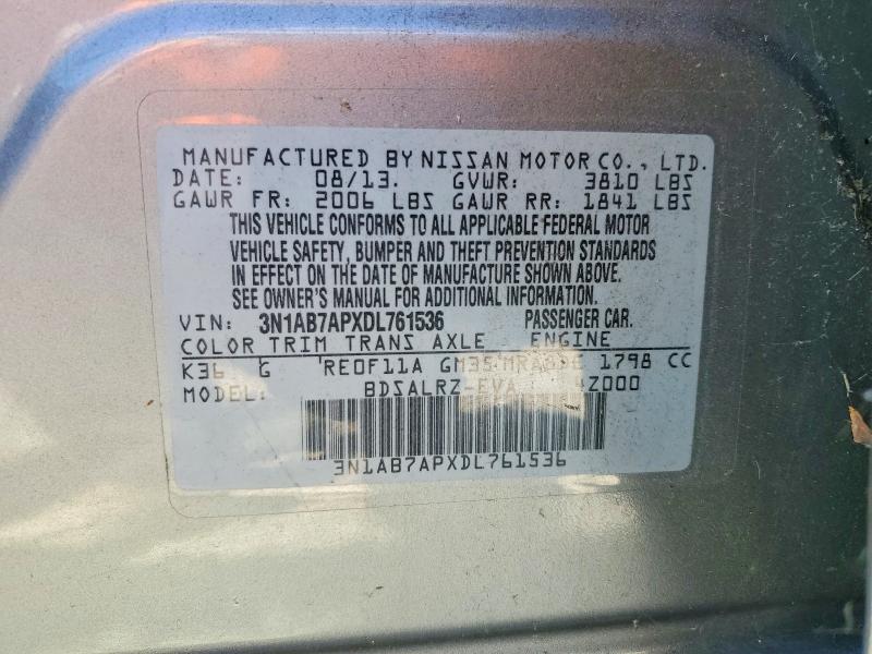 Aukcja sprzedaży 2013 Nissan Sentra, vin: 3N1AB7APXDL761536, numer aukcji: 62971796