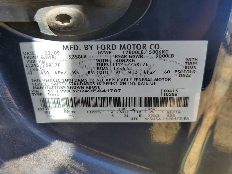 2009 Ford F350 მანქანა იყიდება აუქციონზე, vin: 1FTWX32R49EA41797, აუქციონის ნომერი: 61445476