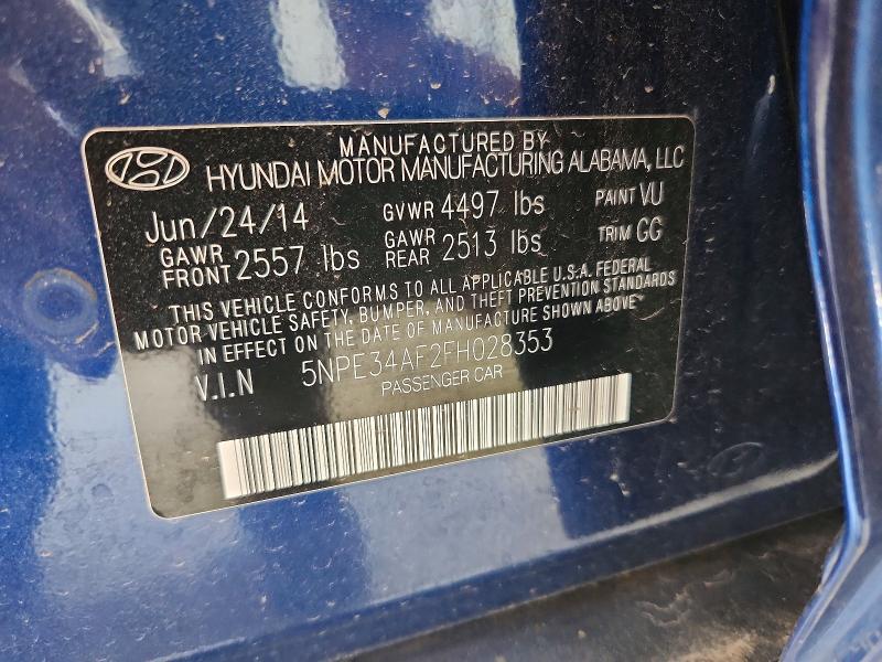 2015 Hyundai Sonata მანქანა იყიდება აუქციონზე, vin: 5NPE34AF2FH028353, აუქციონის ნომერი: 58575956
