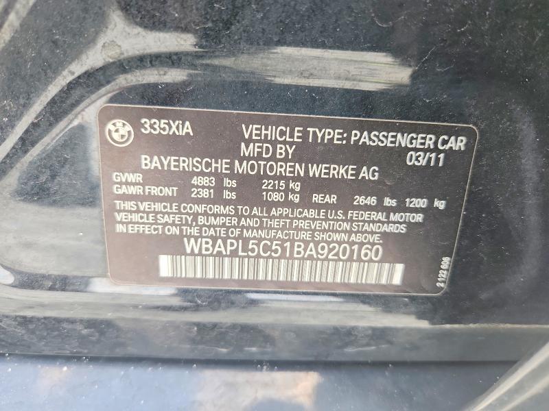 Продажа на аукционе авто 2011 Bmw 335, vin: WBAPL5C51BA920160, номер лота: 62697956