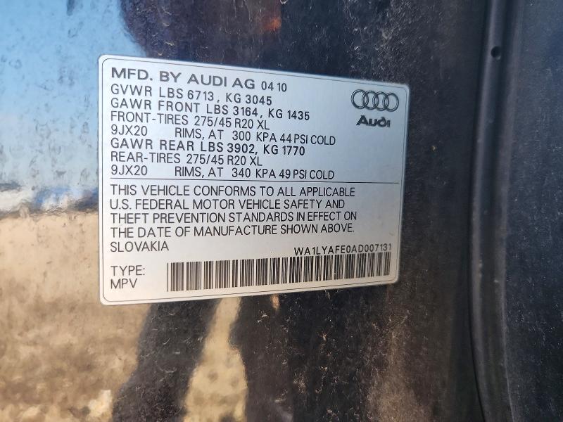 Aukcja sprzedaży 2010 Audi Q7, vin: WA1LYAFE0AD007131, numer aukcji: 59644476
