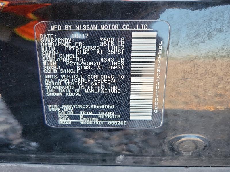 2018 Nissan Armada მანქანა იყიდება აუქციონზე, vin: JN8AY2NC2J9556050, აუქციონის ნომერი: 60978866