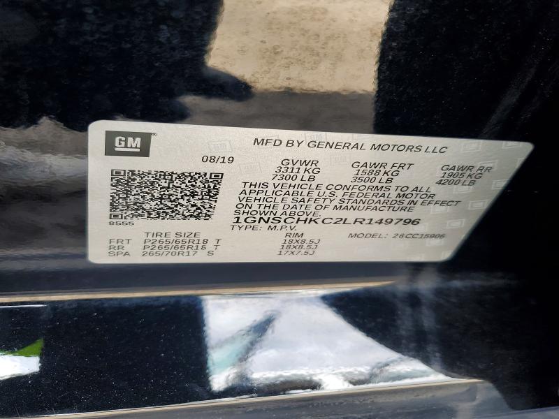 2020 Chevrolet Suburban მანქანა იყიდება აუქციონზე, vin: 1GNSCHKC2LR149796, აუქციონის ნომერი: 62544086
