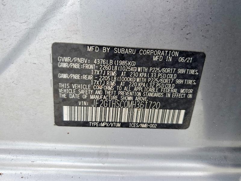 59890166 :رقم المزاد ، JF2GTHSC0MH361720 vin ، 2021 Subaru Crosstrek مزاد بيع
