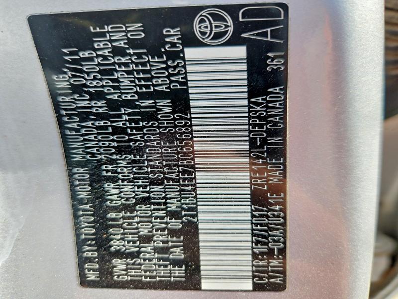 Aukcja sprzedaży 2011 Toyota Corolla, vin: 2T1BU4EE7BC656892, numer aukcji: 85967725