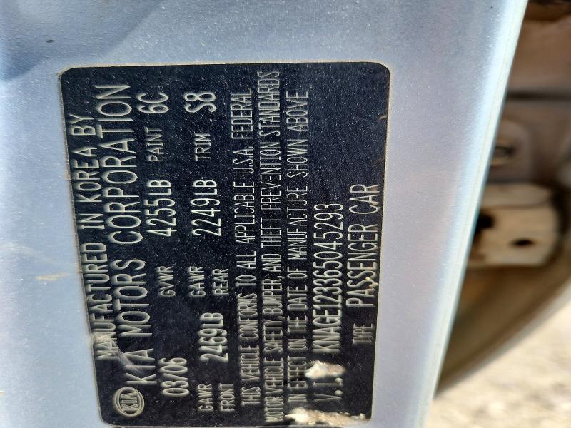 2006 Kia Optima მანქანა იყიდება აუქციონზე, vin: KNAGE123365045293, აუქციონის ნომერი: 61949766