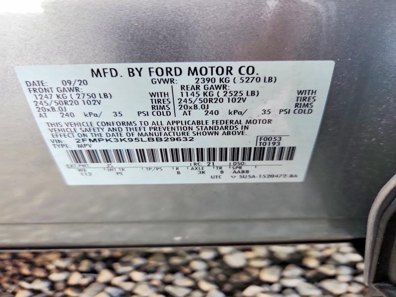 Продажа на аукционе авто 2020 Ford Edge, vin: 2FMPK3K95LBB29632, номер лота: 60897086