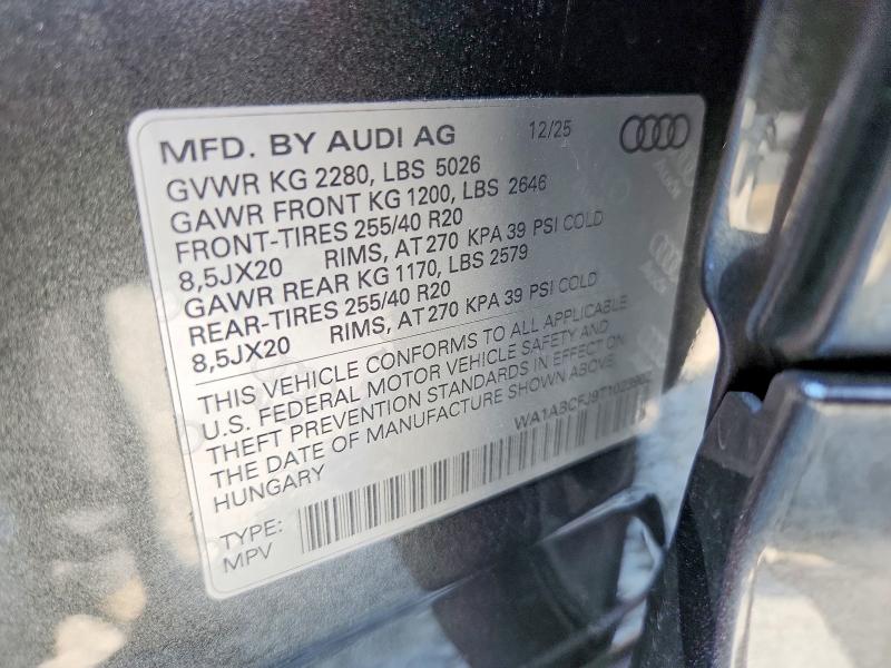 Aukcja sprzedaży 2026 Audi Q3, vin: WA1ABCFJ9T1023902, numer aukcji: 60618996