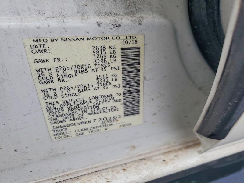 60160556 :رقم المزاد ، 1N6AD0EV6KN720161 vin ، 2019 Nissan Frontier مزاد بيع