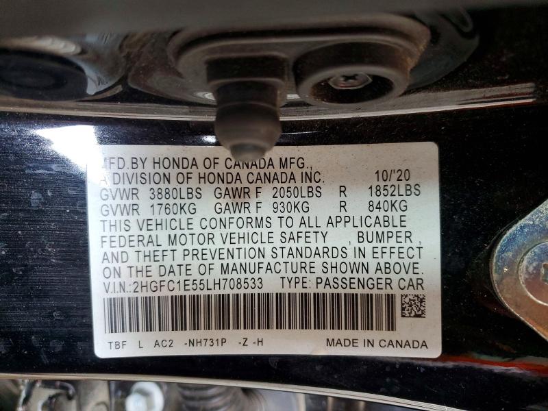 Продажа на аукционе авто 2020 Honda Civic, vin: 2HGFC1E55LH708533, номер лота: 58830606