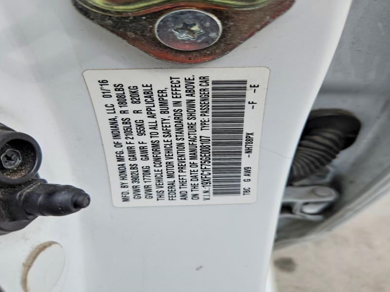 Aukcja sprzedaży 2016 Honda Civic, vin: 19XFC1F75GE008107, numer aukcji: 62343476
