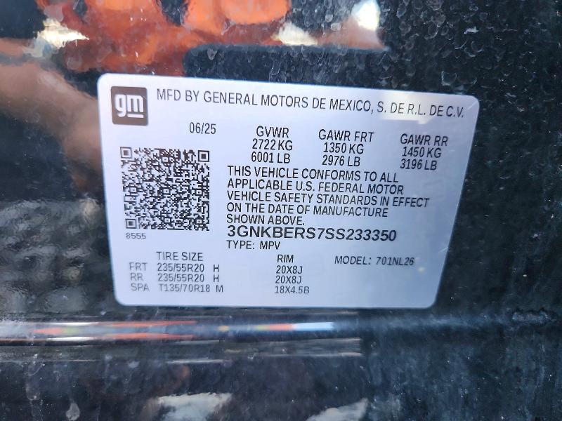 61546876 :رقم المزاد ، 3GNKBERS7SS233350 vin ، 2025 Chevrolet Blazer مزاد بيع