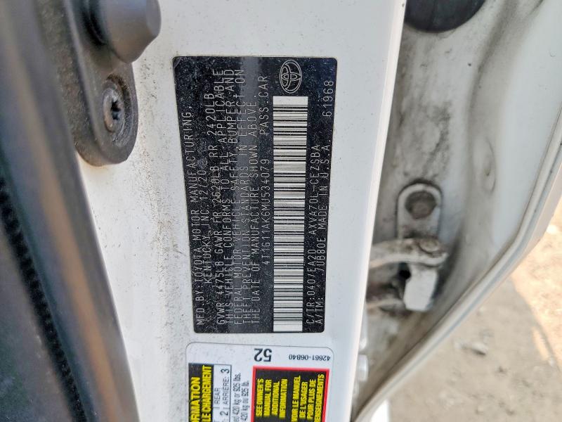 2021 Toyota Camry მანქანა იყიდება აუქციონზე, vin: 4T1G11AK6MU534079, აუქციონის ნომერი: 60994286
