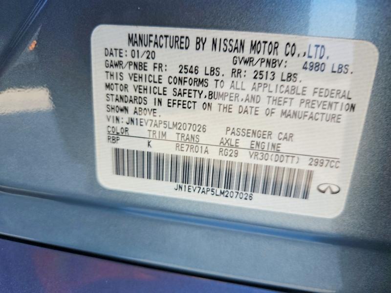 Продажа на аукционе авто 2020 Infiniti Q50, vin: JN1EV7AP5LM207026, номер лота: 60619826
