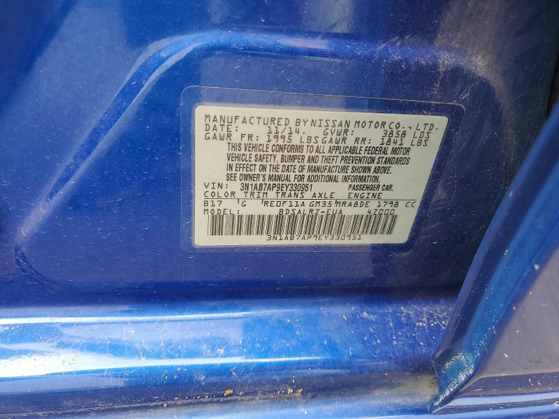 59251966 :رقم المزاد ، 3N1AB7AP9EY330951 vin ، 2014 Nissan Sentra مزاد بيع