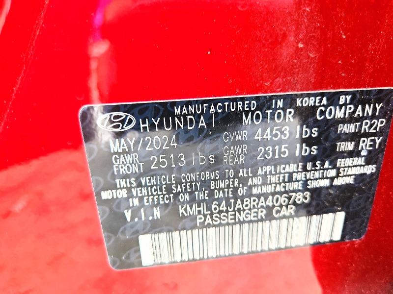 60064856 :رقم المزاد ، KMHL64JA8RA406783 vin ، 2024 Hyundai Sonata مزاد بيع