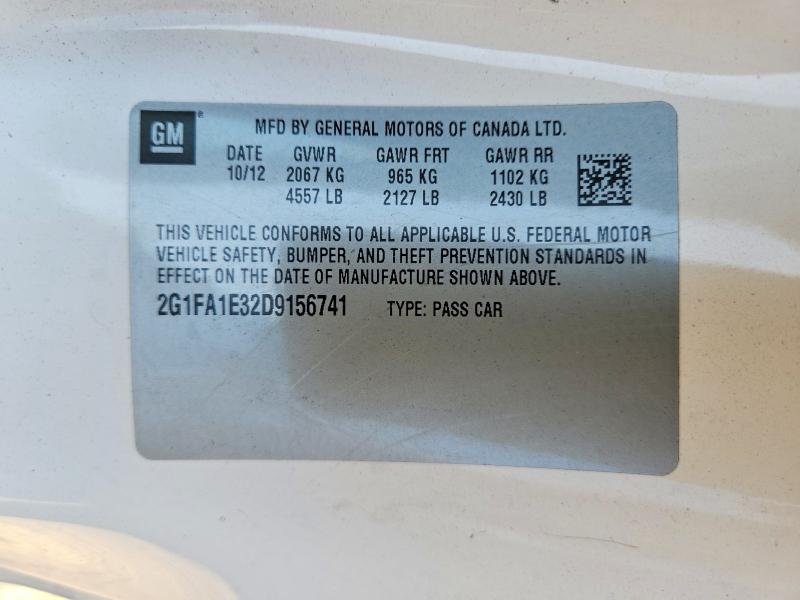 85457005 :رقم المزاد ، 2G1FA1E32D9156741 vin ، 2013 Chevrolet Camaro مزاد بيع