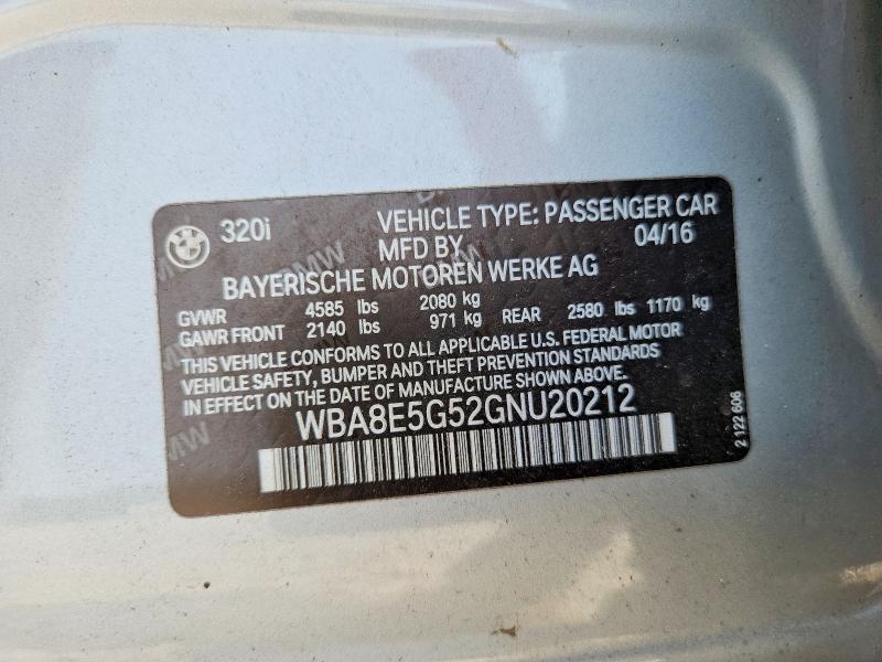 Aukcja sprzedaży 2016 Bmw 320, vin: WBA8E5G52GNU20212, numer aukcji: 60172326