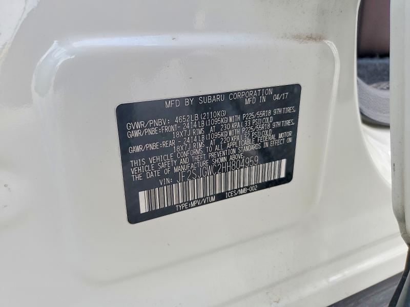 Продаж на аукціоні авто 2017 Subaru Forester, vin: JF2SJGWC2HH804959, номер лоту: 59657666