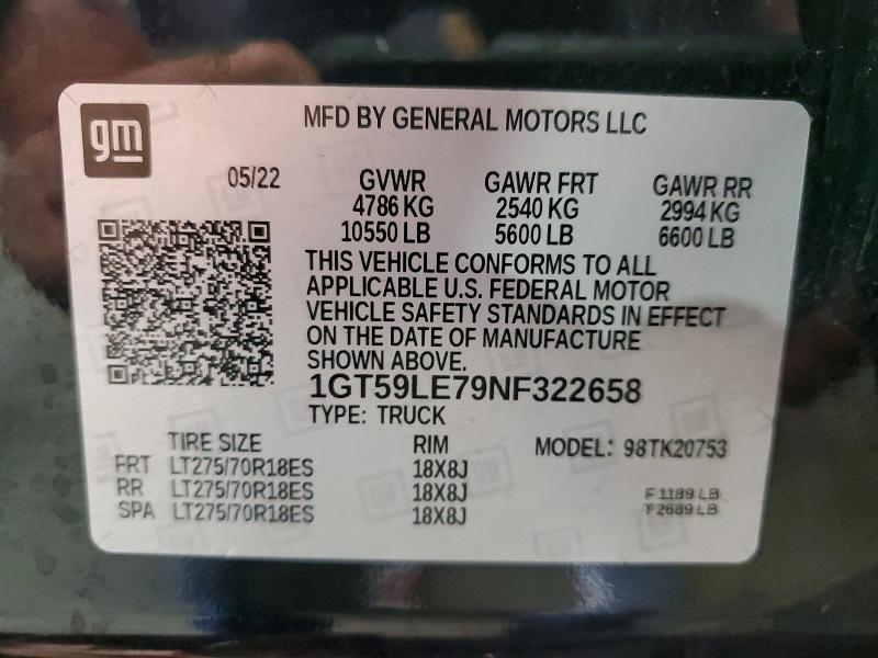 Продажа на аукционе авто 2022 Gmc Sierra, vin: 1GT59LE79NF322658, номер лота: 60944596