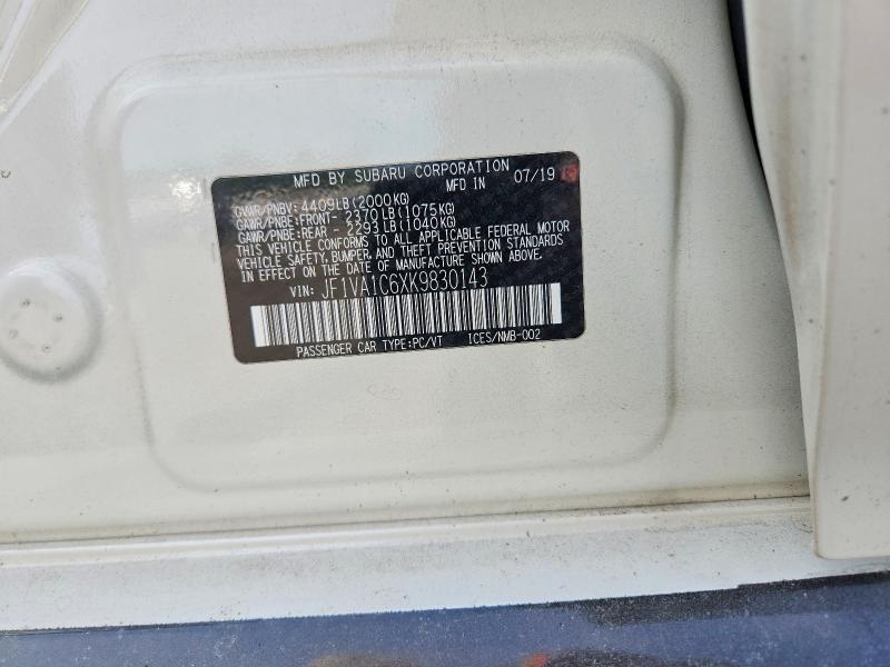 60237826 :رقم المزاد ، JF1VA1C6XK9830143 vin ، 2019 Subaru Wrx مزاد بيع