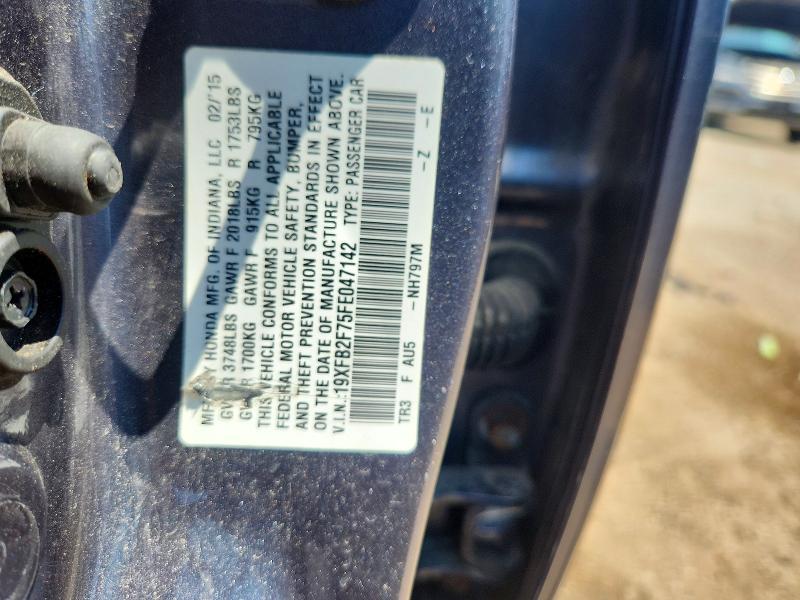 Aukcja sprzedaży 2015 Honda Civic, vin: 19XFB2F75FE047142, numer aukcji: 59813246