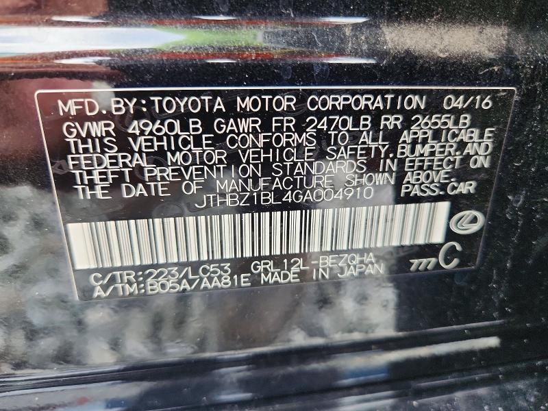 62640616 :رقم المزاد ، JTHBZ1BL4GA004910 vin ، 2016 Lexus Gs 350 مزاد بيع