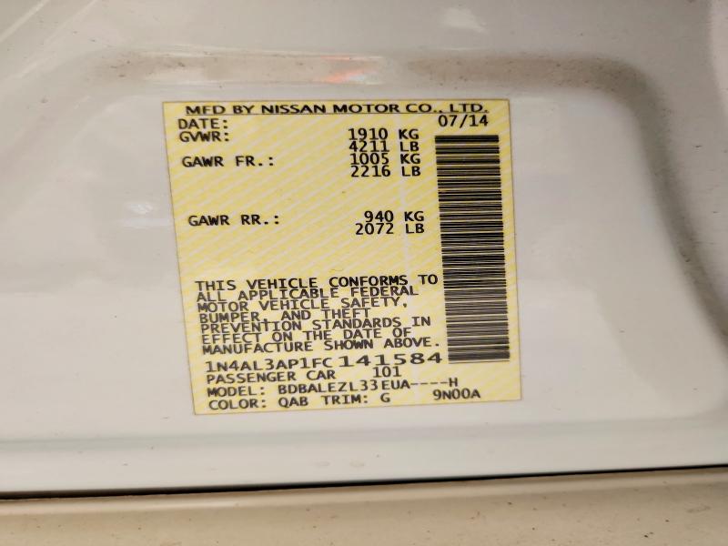 60039586 :رقم المزاد ، 1N4AL3AP1FC141584 vin ، 2015 Nissan Altima مزاد بيع