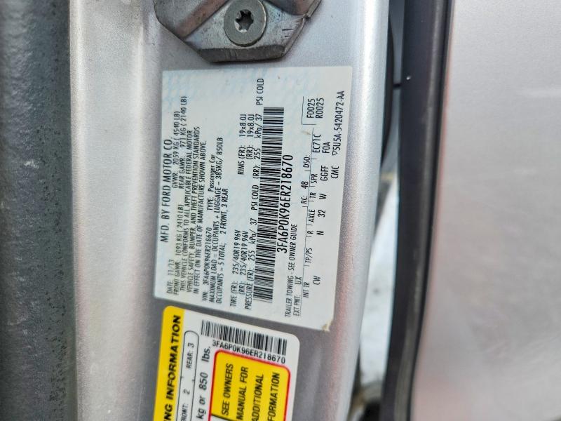 Продаж на аукціоні авто 2014 Ford Fusion, vin: 3FA6P0K96ER218670, номер лоту: 62575246