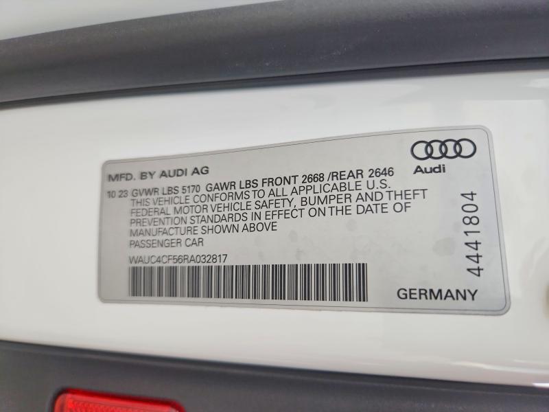 85970005 :رقم المزاد ، WAUC4CF56RA032817 vin ، 2024 Audi S5 مزاد بيع
