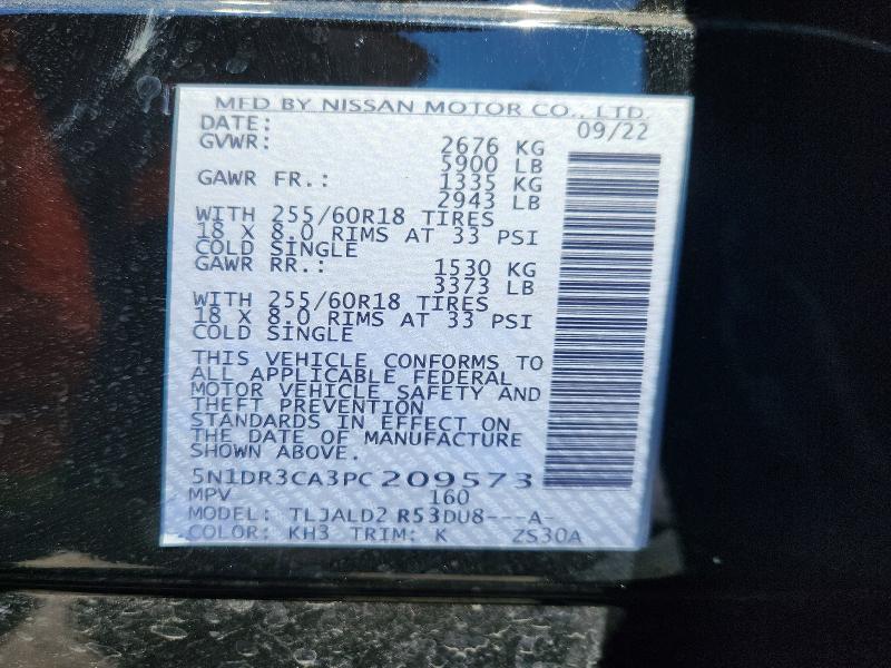 62026906 :رقم المزاد ، 5N1DR3CA3PC209573 vin ، 2023 Nissan Pathfinder مزاد بيع